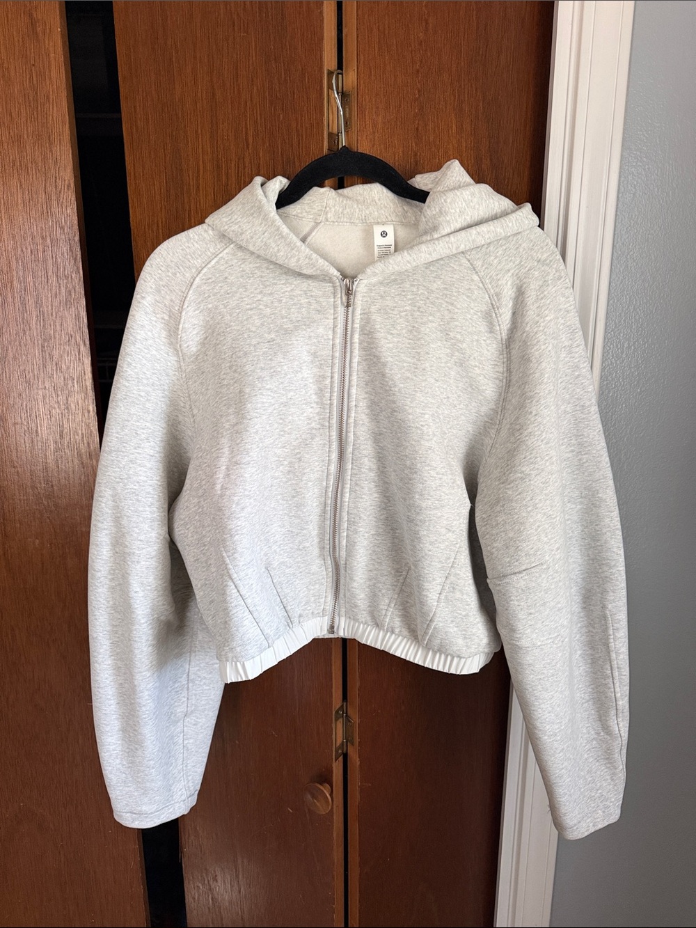 Lululemon, Light Gray Zip-Up Crop Hoodie Jacket